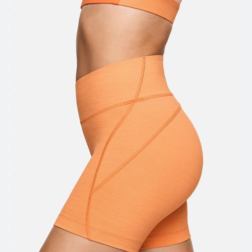 Orange outdoor voices techsweat biker shorts